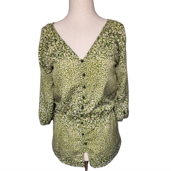 Banana Republic Green Floral Peplum Top - Picture 1 of 9